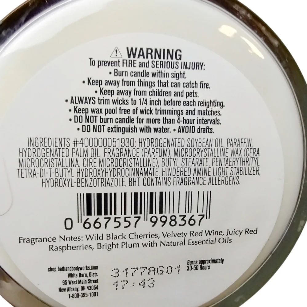 BLACK CHERRY MERLOT Bath and Body Works Single Wick Candle‎ SALE 3x $33 - Picture 2 of 4